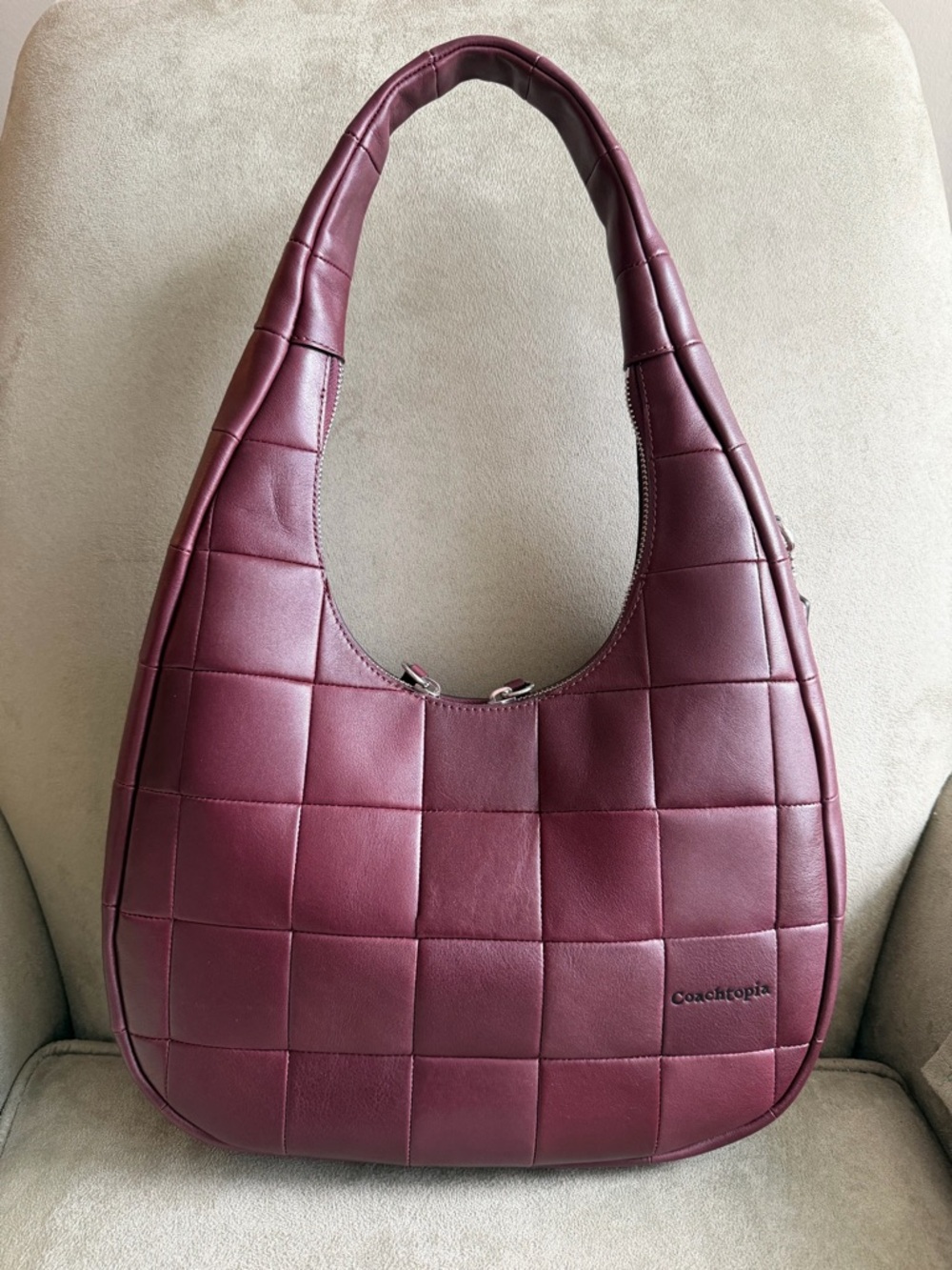 Coachtopia Alter/Ego Crescent Shoulder Bag in Merlot Upcrafted Leather